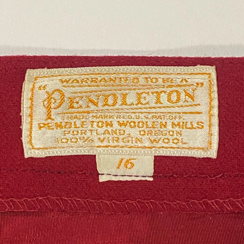 Pendleton Vintage 1950s 100% Wool Red Western Skirt Size 16 Belt Loops - Picture 2 of 8